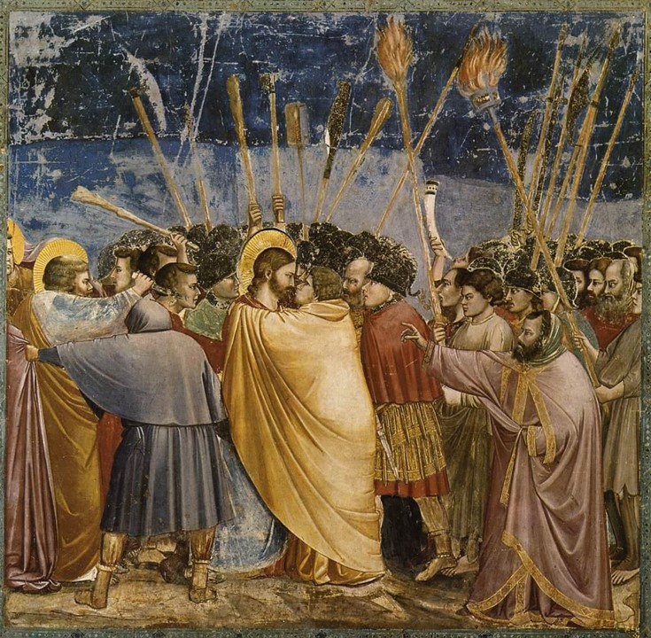 Le baiser de Judas, Giotto — inspiration du vitrail Orange